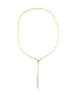 14K Gold Link + Oval Snake .11ct Diamond Lariat Necklace