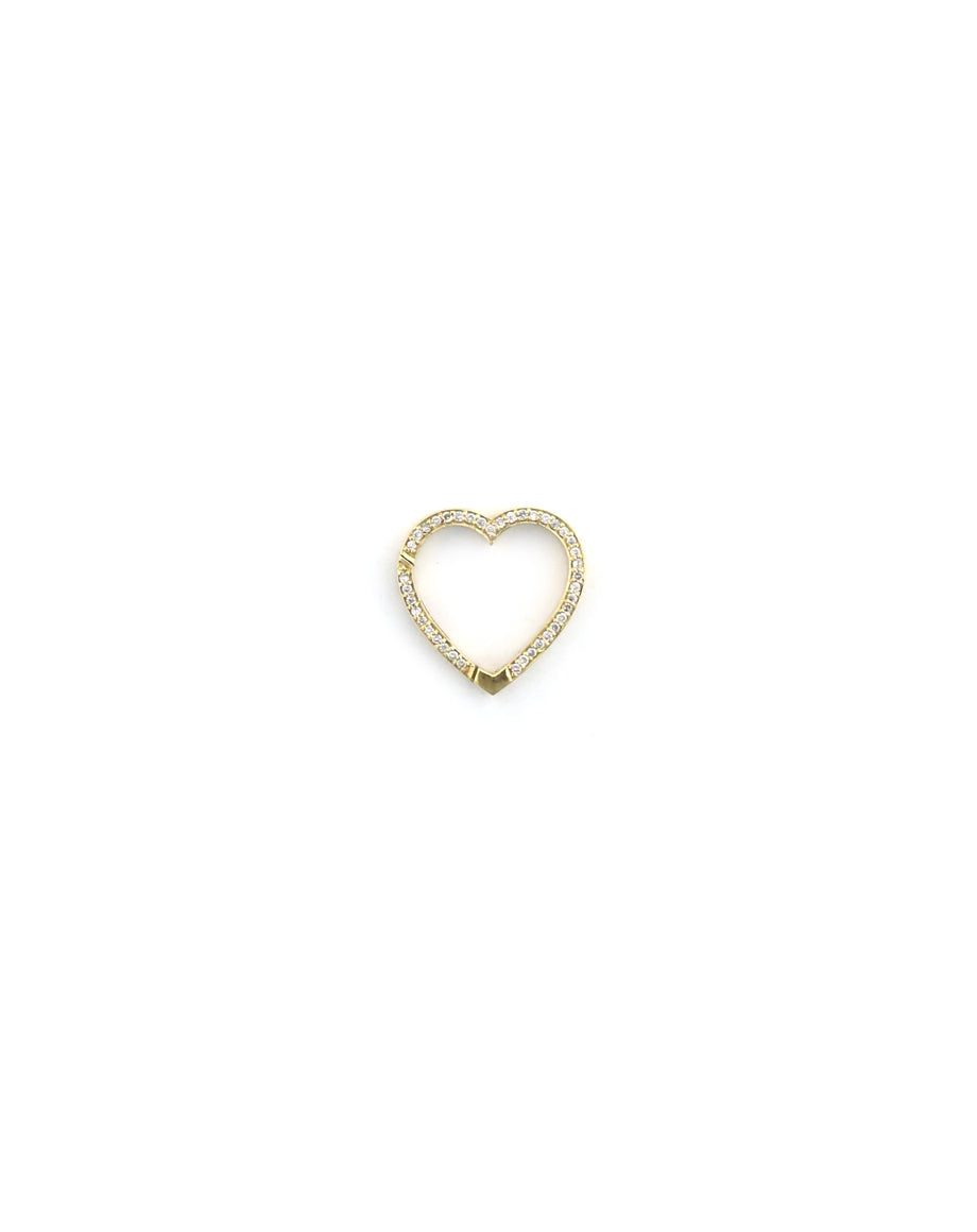 14K Yellow Gold Diamond Heart Lock Connector