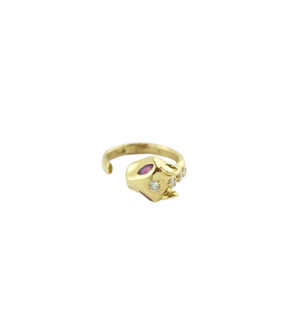 14K Gold Ruby Diamond Panther Ring