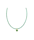15" 14K Gold Emerald Heart Beaded Necklace