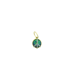 Mini 14K Gold Dark Blue Opal Sapphire Peace Sign Charm