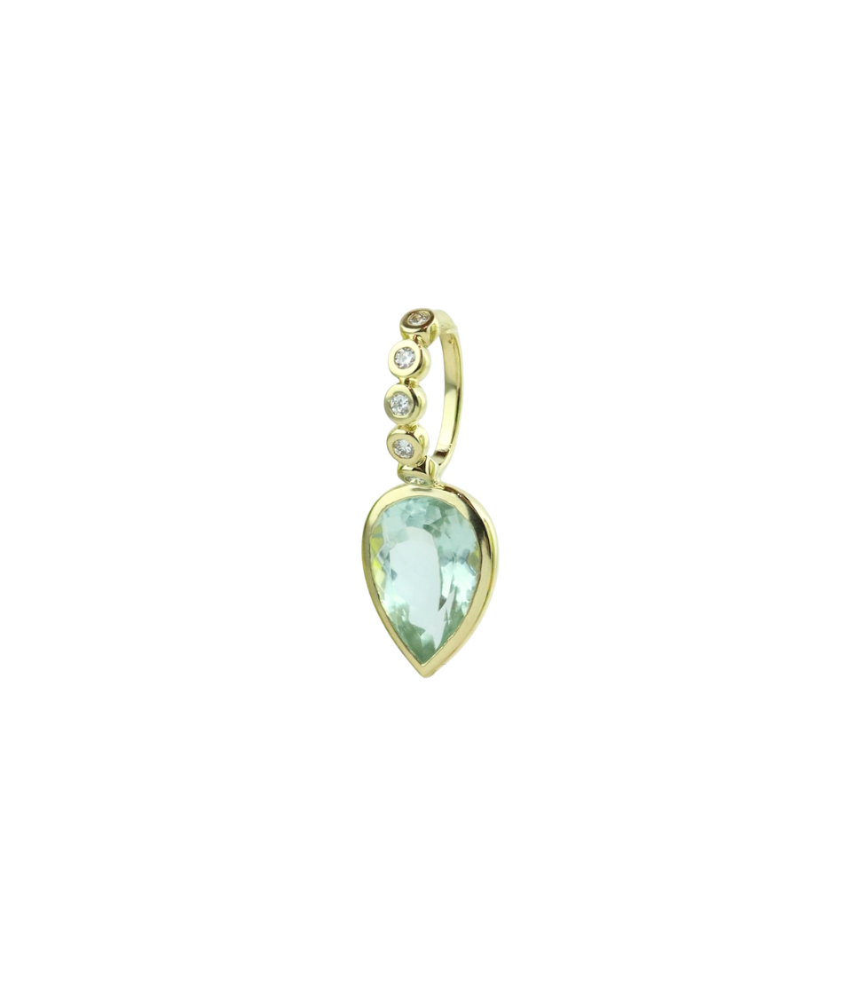 14K Gold 2.9ct Aquamarine Teardrop Charm Spacer
