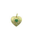 14K Matte Gold Diamond Emerald Heart Charm