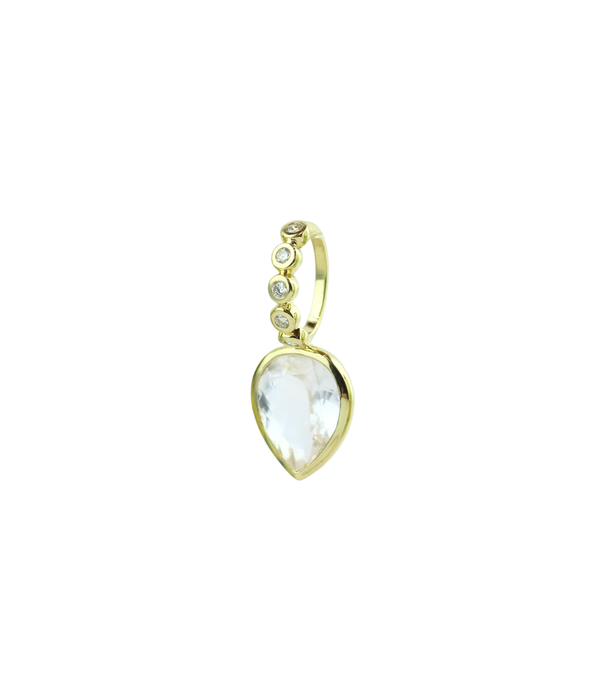 14K Gold 3.08ct Clear Aquamarine Teardrop Charm Spacer