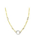 14K Gold Mix Link 17mm Diamond Lock Necklace