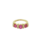 14K Gold Retro Oval Ruby Diamond Ring