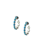 Silver Turquoise Inside Out Polki Diamond Hoop Earrings