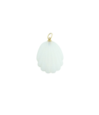 14K Gold Carved White Pearl Shell Charm