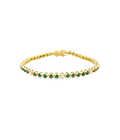 14K Gold 5 Emerald + Diamond Tennis Bracelet