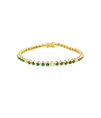 14K Gold 5 Emerald + Diamond Tennis Bracelet