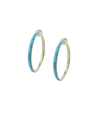 Federico Silver Heishi Turquoise Hoops