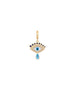 14K Gold Blue Sapphire Evil Eye Drop Pendant