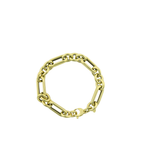 14K Gold 3 Round + Rectangle Link Bracelet