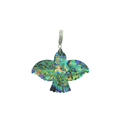 XL Carved Abalone Thunderbird Silver Diamond Charm