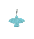 XL Carved Turquoise Thunderbird Silver Diamond Charm
