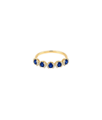 14K Gold Diamond 5 Stone Blue Sapphire Ring
