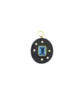 14K Gold Diamond Blue Topaz Wood Charm