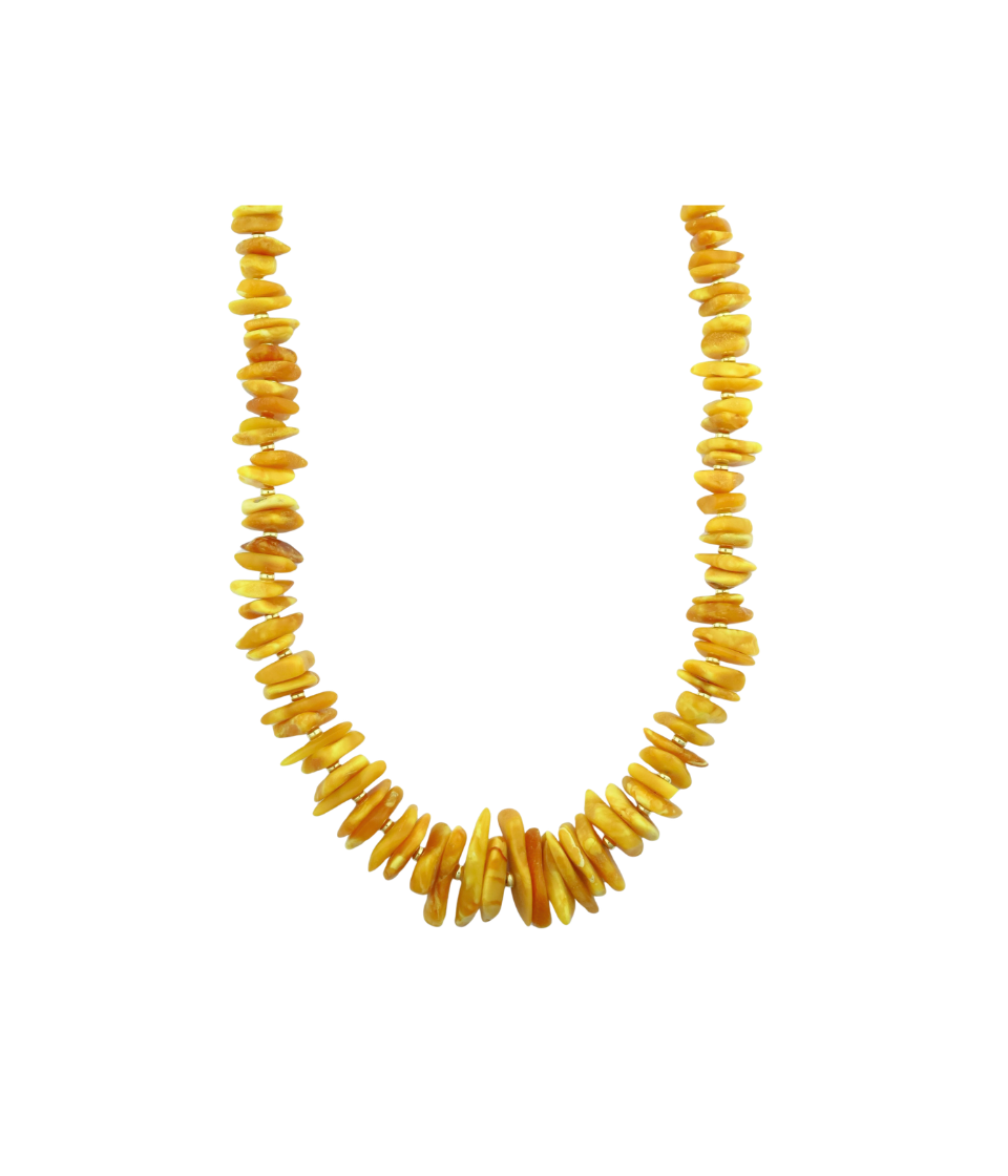 Butterscotch Amber Chip Rondelle Beaded Necklace