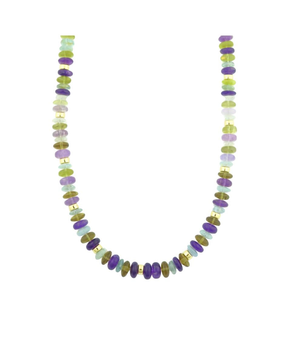 18" Light Amethyst Aqua Mix Rondelle Necklace