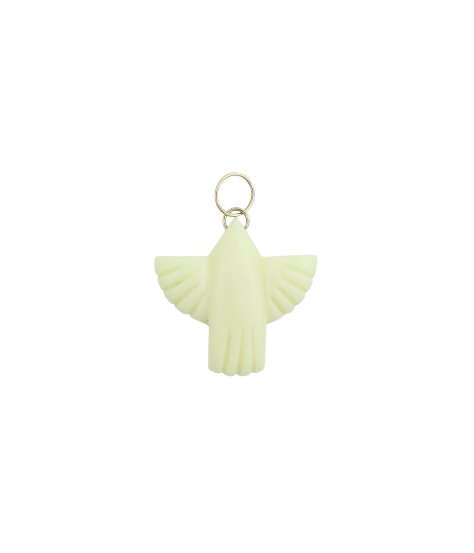 Large 14K Gold Carved Mammoth Ivory Thunderbird Charm