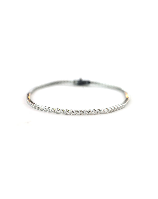 14K White Gold 1ct Bezel Diamond Tennis Bracelet