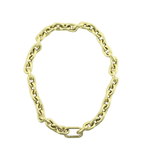 14K Gold Chunky Rounded Rectangle Link Lock Necklace