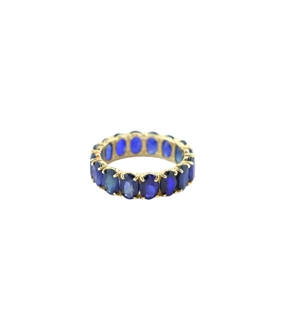 14K Gold 8.70ct Oval Sapphire Eternity Ring