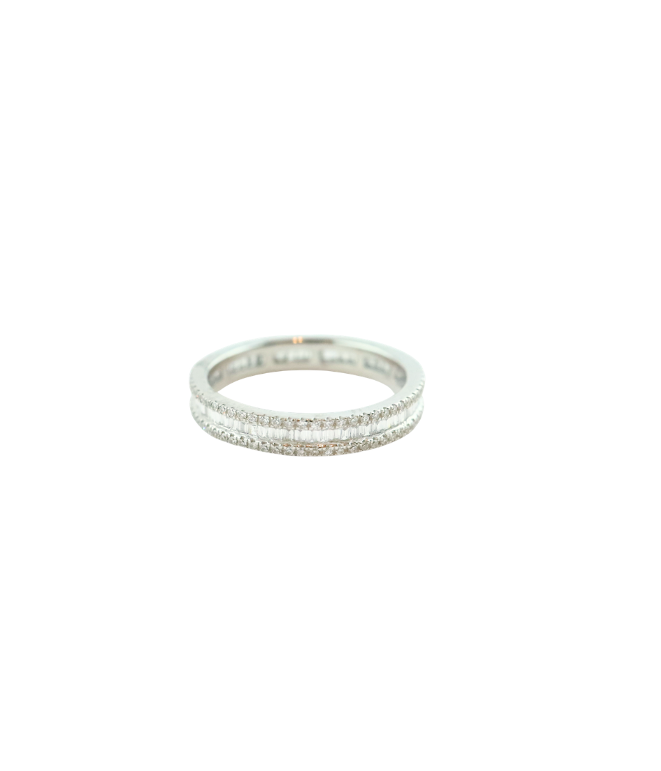 14K White Gold Baguette & Pave Diamond Framed Eternity Ring