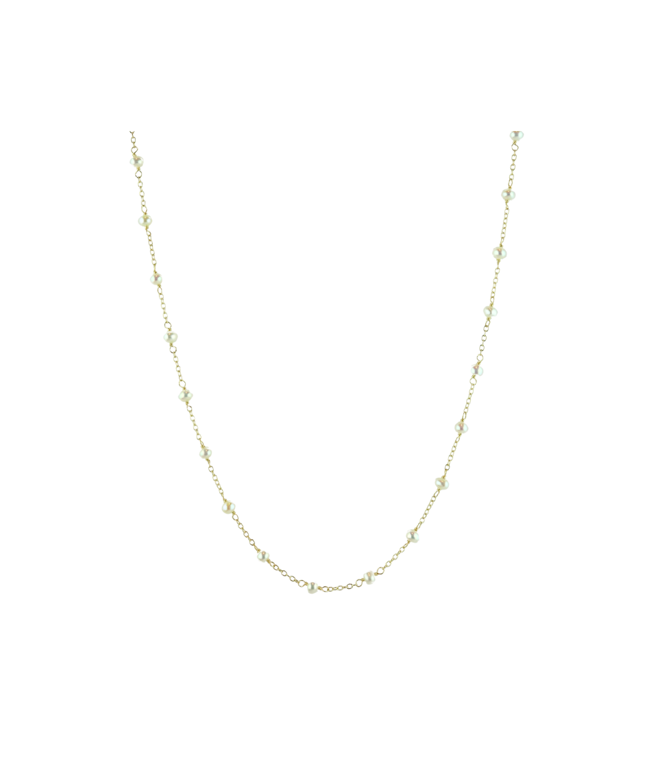 14K Gold 3mm Freshwater Pearl Tin Cup Necklace