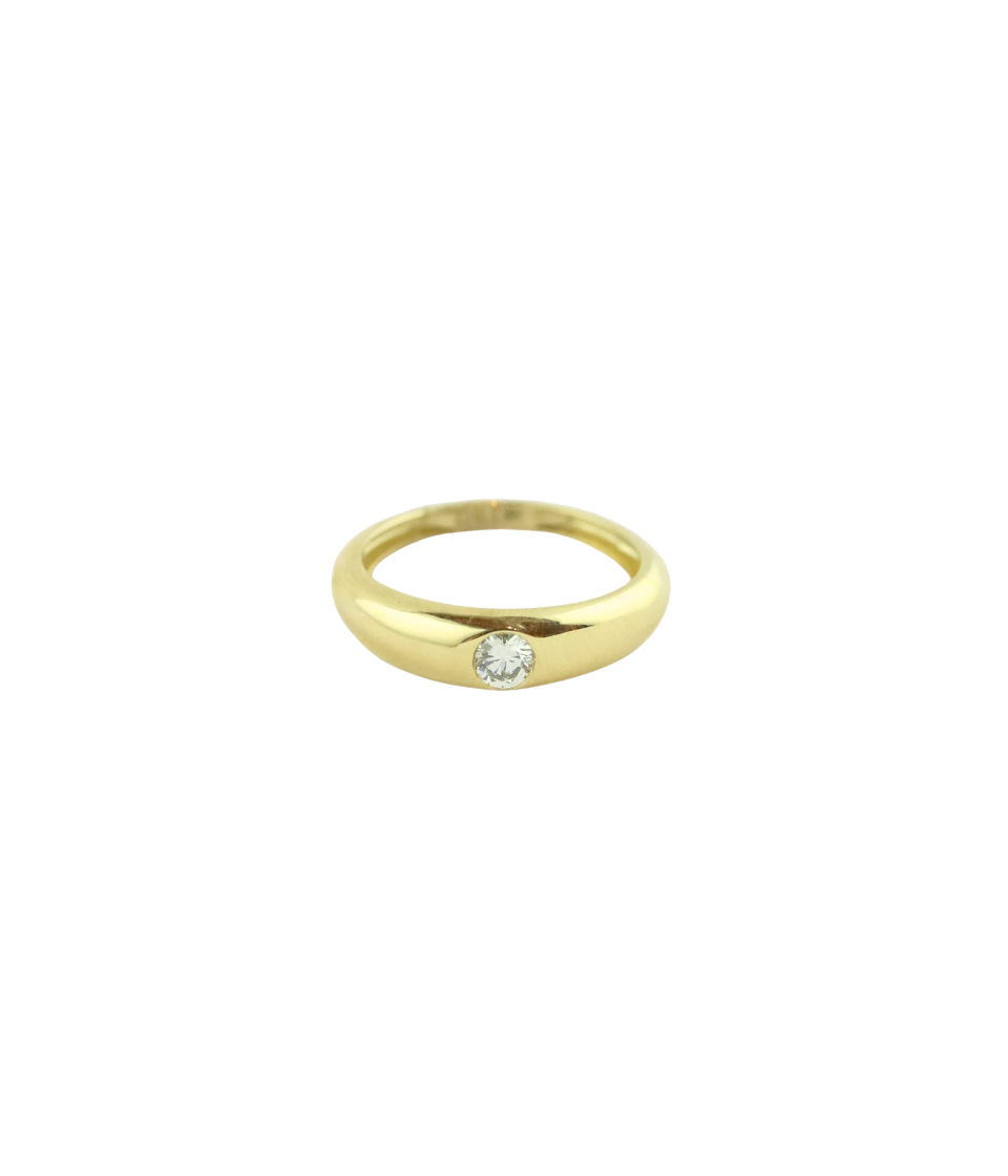 14K Gold .19ct Diamond Dome Ring