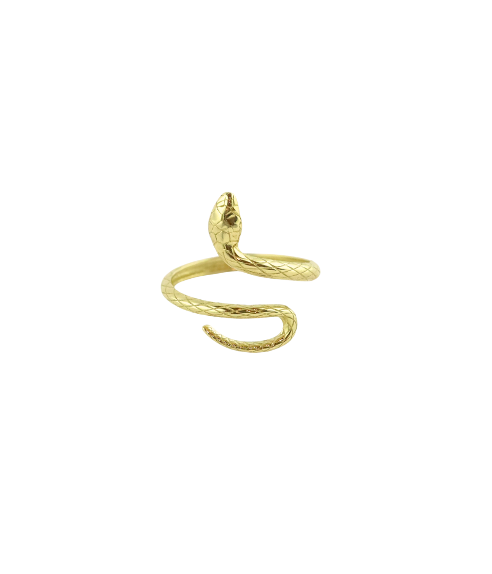 14K Gold Textured Snake Wrap Ring