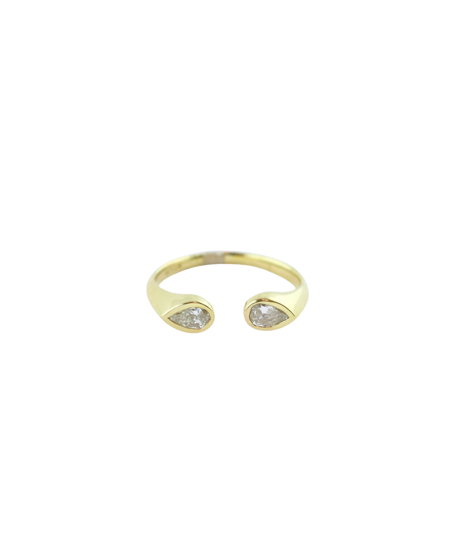 14K Gold Open Double Pear Diamond Ring