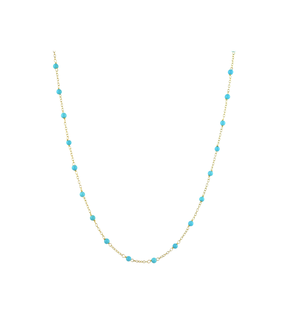 14K Gold 3mm Turquoise Tin Cup Necklace