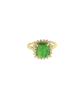 14K Gold 4.22ct Tsavorite Cabochon Diamond Frame Ring