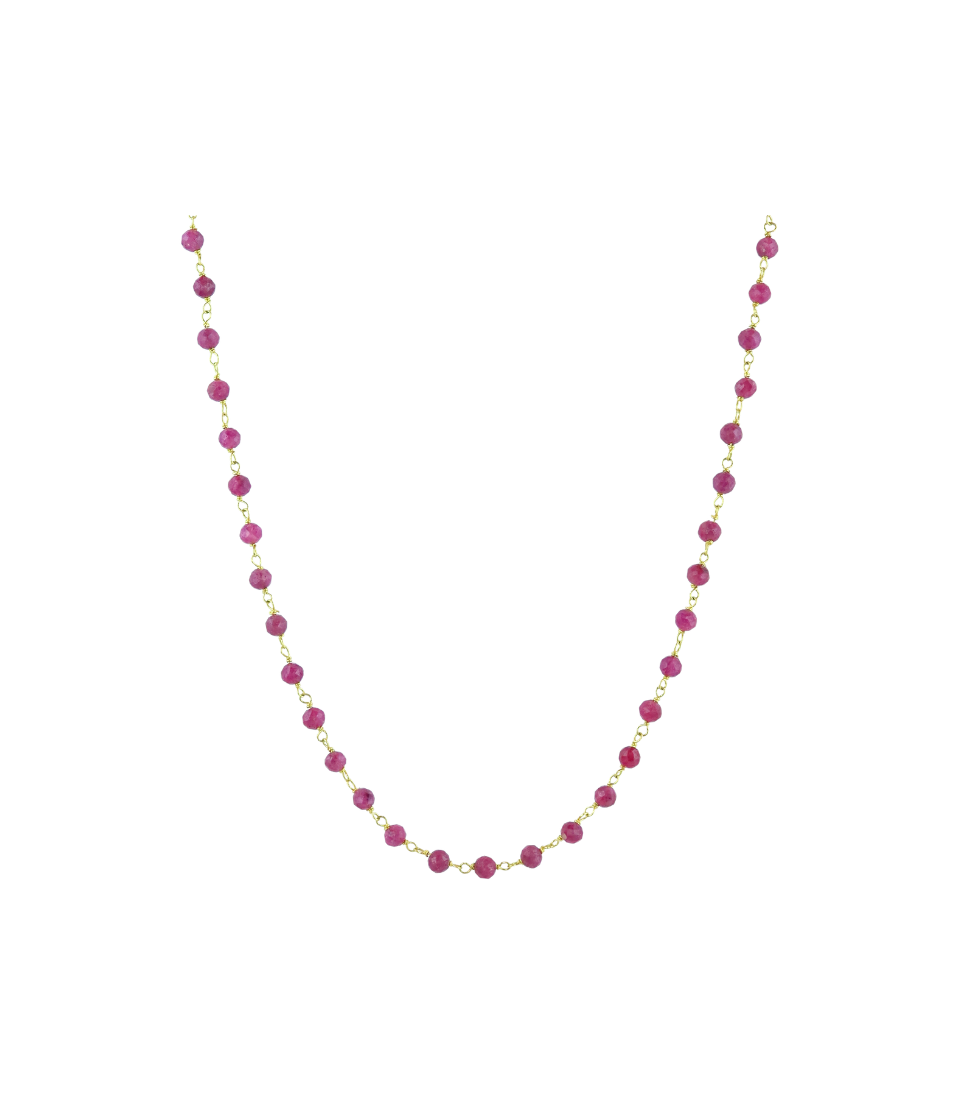 14K Gold 3mm Dyed Ruby Tin Cup Necklace