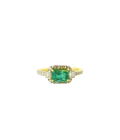 14K Gold 1.24ct Horizontal Emerald Baguette Diamond Ring
