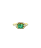 14K Gold 1.24ct Horizontal Emerald Baguette Diamond Ring