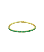 14K Gold 5.97ct 4 Prong Square Emerald Tennis Bracelet