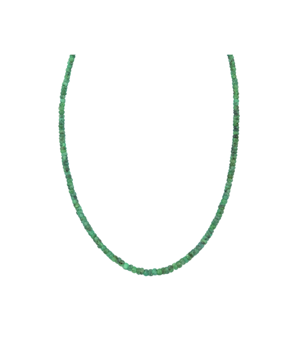 3-4mm Natural Emerald Faceted Rondel Necklace