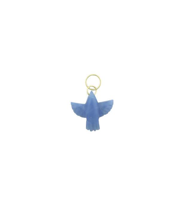 Small 14K Gold Carved Blue Opal Thunderbird Charm