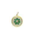 14K Gold Pear Emerald Flower Coin Charm
