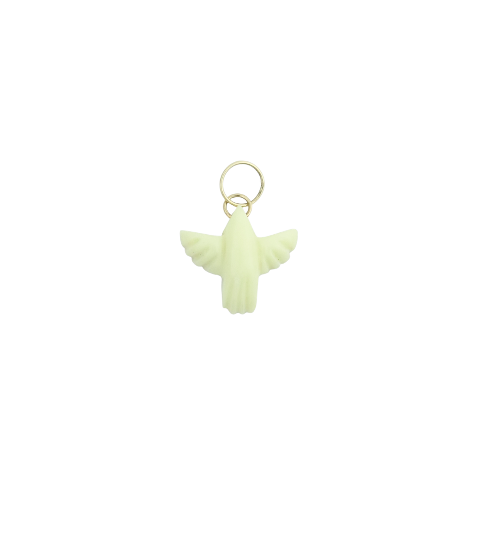 Small 14K Gold Carved Mammoth Ivory Thunderbird Charm