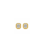 14K Gold Pyramid Radiant Diamond Square Studs