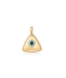 14K Gold Puffy Triangle Emerald Evil Eye Charm