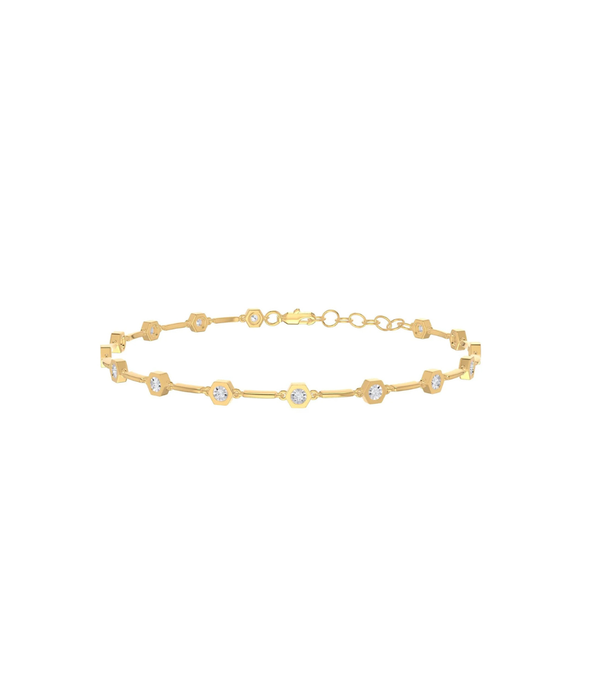 14K Gold .20ct Illusion Diamond + Bar Bracelet