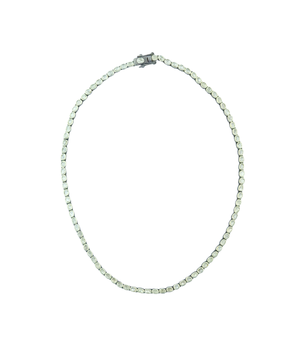 Mini Silver Polki Diamond Tennis Necklace – J. Landa