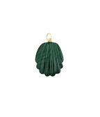 14K Gold Carved Malachite Shell Charm