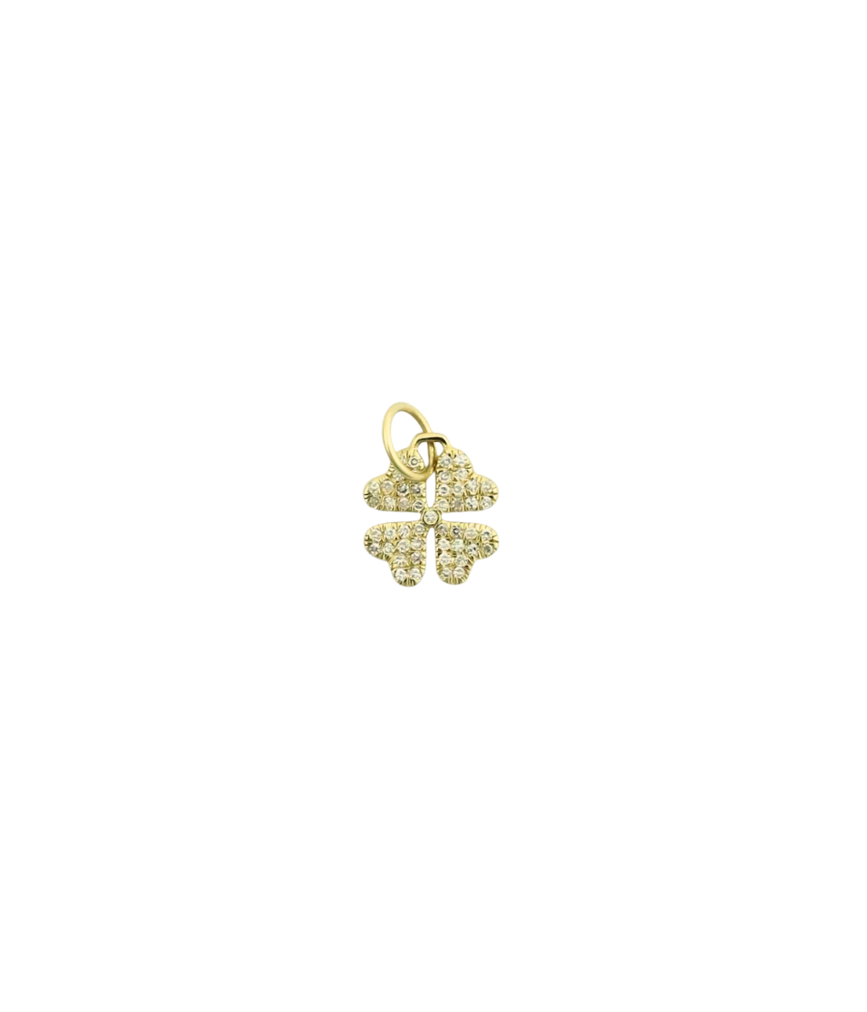 Mini 14K Gold Diamond Clover Charm