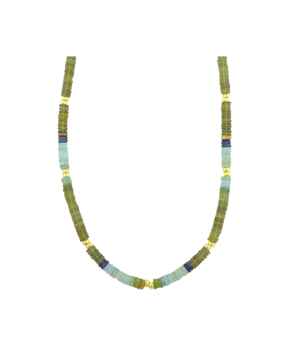 18" Heishi Quartz Aqua Mix Necklace