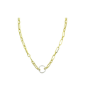 14K Gold Chunky Mixed Link 17mm Diamond Lock Necklace